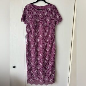 NWT JS Collections Lace Short Sleeve Midi Dress Size 12